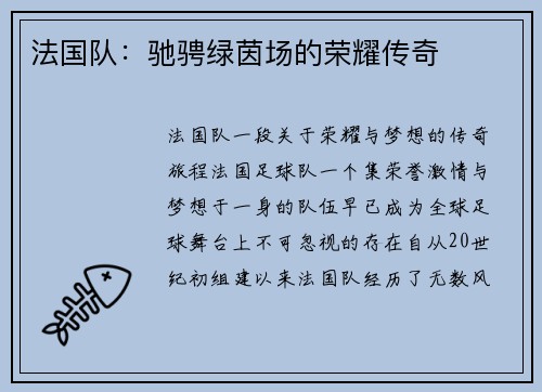 法国队：驰骋绿茵场的荣耀传奇
