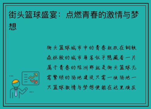 街头篮球盛宴：点燃青春的激情与梦想